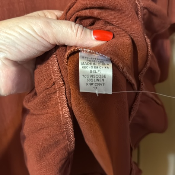 Linen blend Rust top flow like linen Entro - Picture 6 of 8